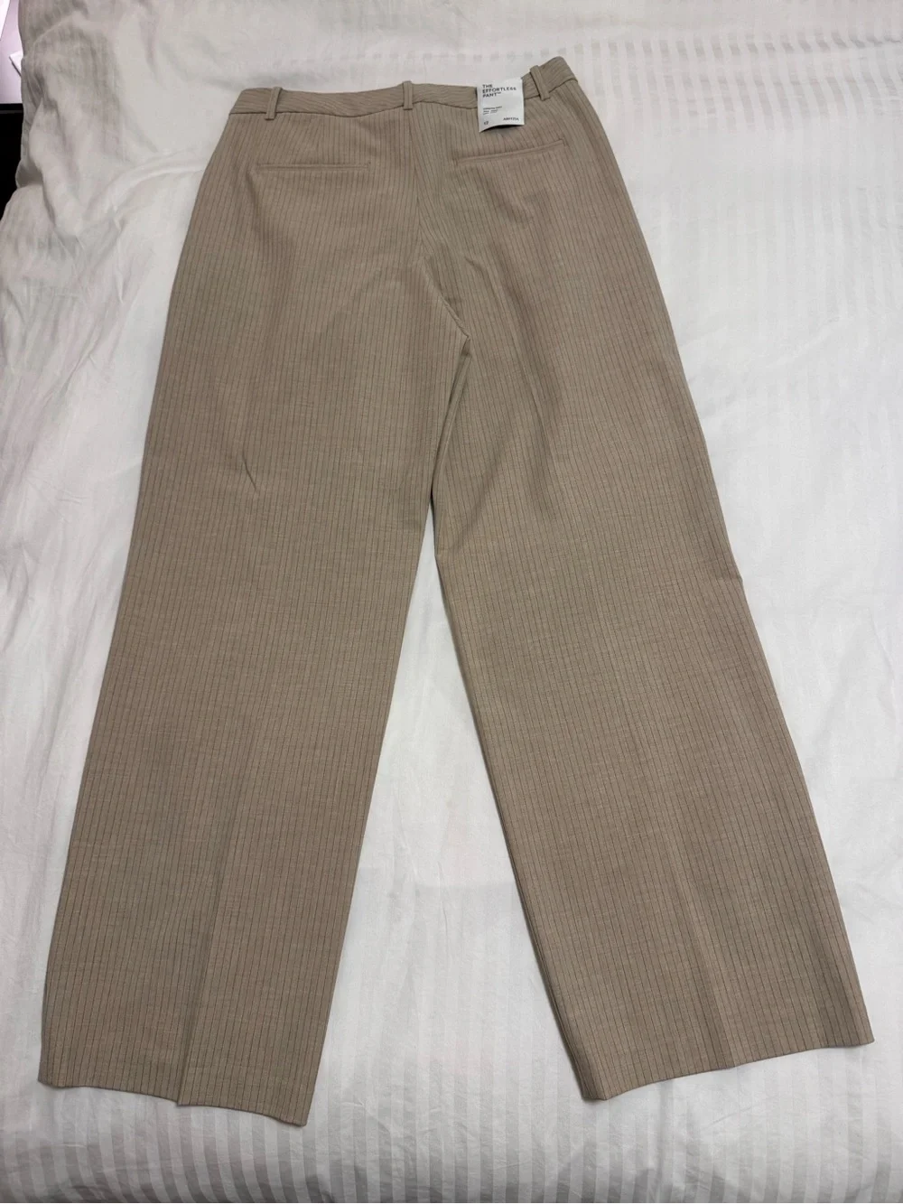 Aritzia The Effortless Pant — Beige Pinstripe